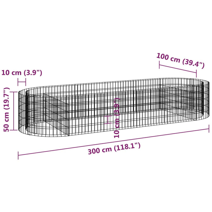 Gabion plantenbak verhoogd 300x100x50 cm gegalvaniseerd ijzer - Griffin Retail