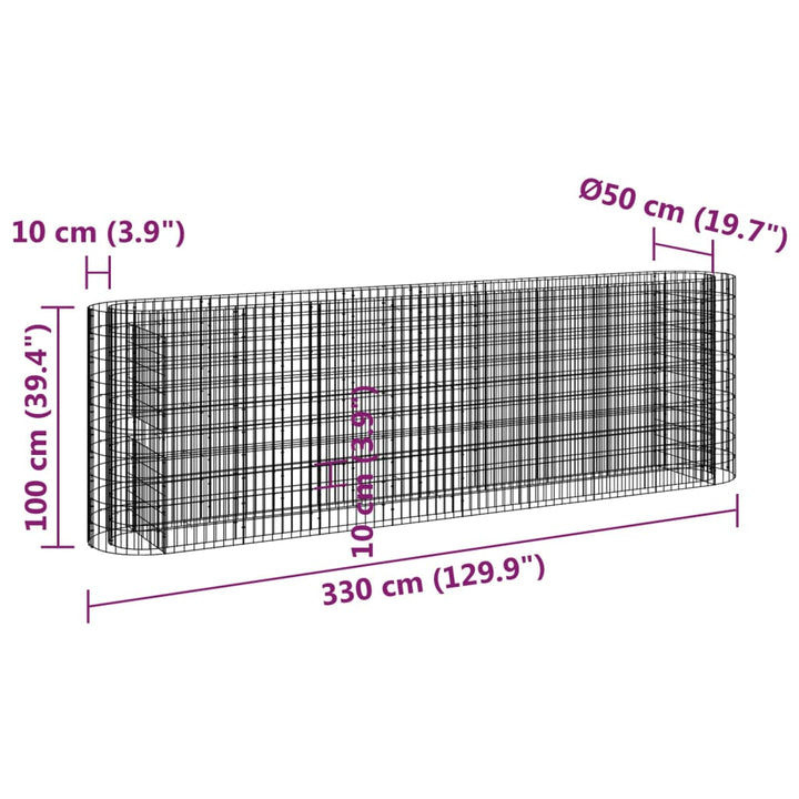 Gabion plantenbak verhoogd 330x50x100 cm gegalvaniseerd ijzer - Griffin Retail