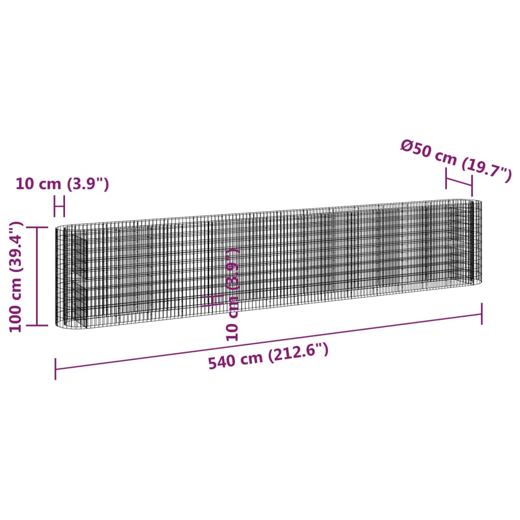 Gabion plantenbak verhoogd 540x50x100 cm gegalvaniseerd ijzer - Griffin Retail