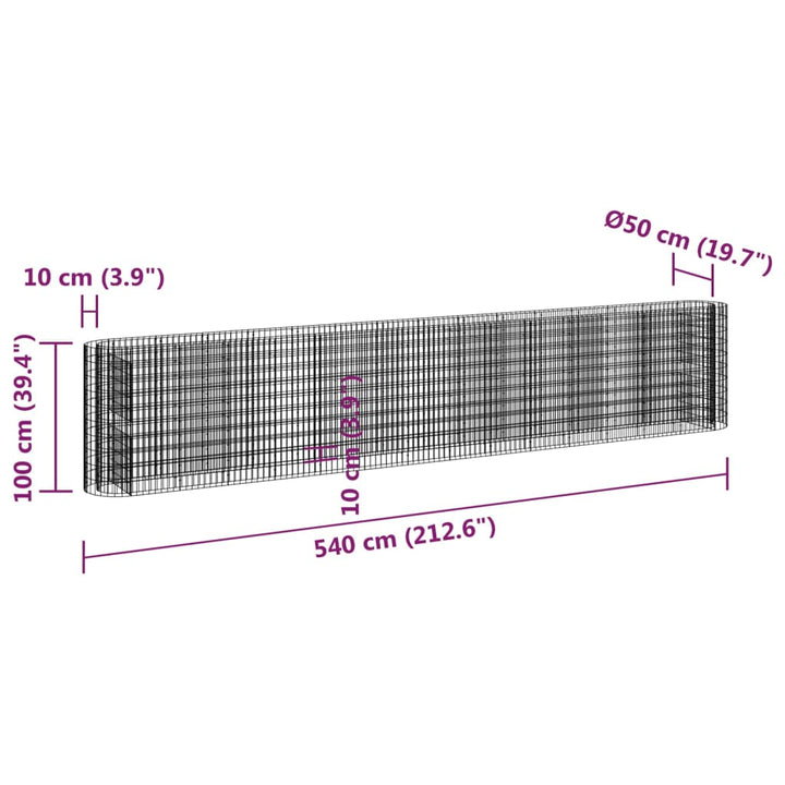 Gabion plantenbak verhoogd 540x50x100 cm gegalvaniseerd ijzer - Griffin Retail