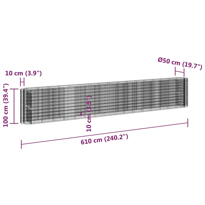 Gabion plantenbak verhoogd 610x50x100 cm gegalvaniseerd ijzer - Griffin Retail