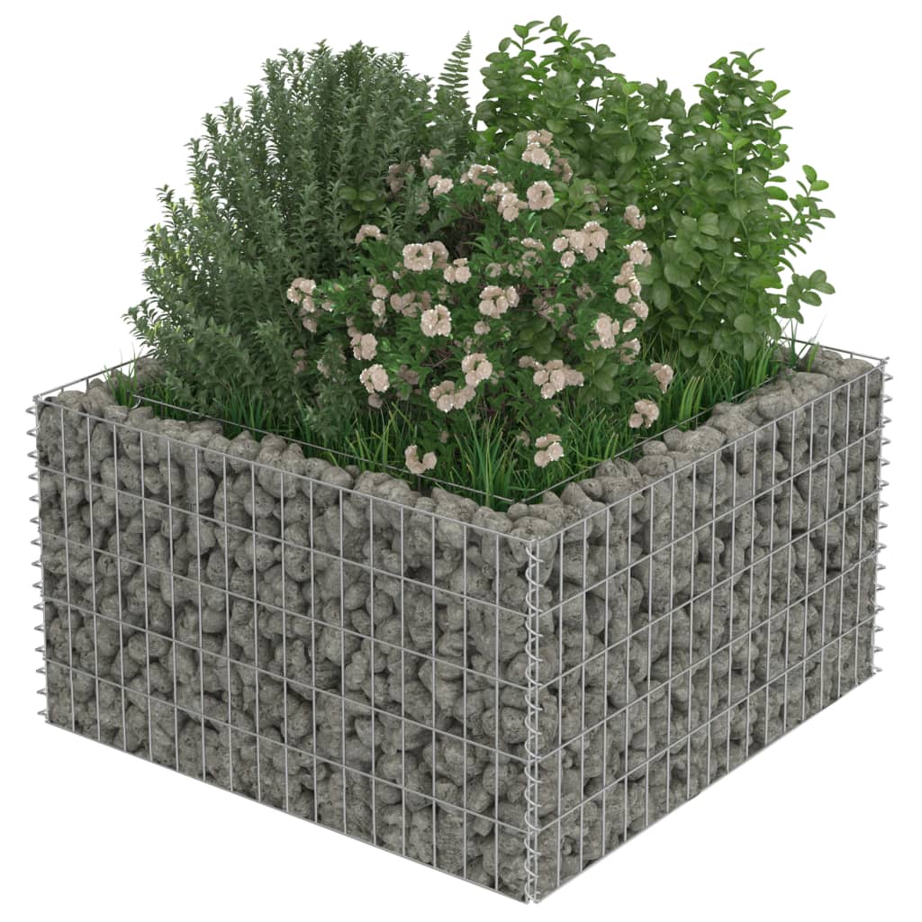 Gabion plantenbak verhoogd 90x90x50 cm gegalvaniseerd staal - Griffin Retail