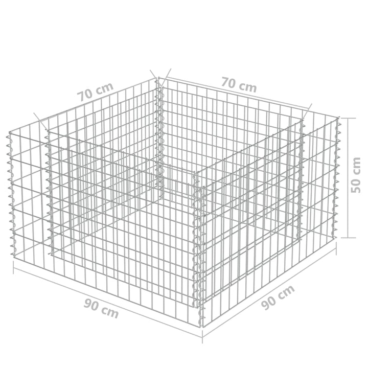 Gabion plantenbak verhoogd 90x90x50 cm gegalvaniseerd staal - Griffin Retail