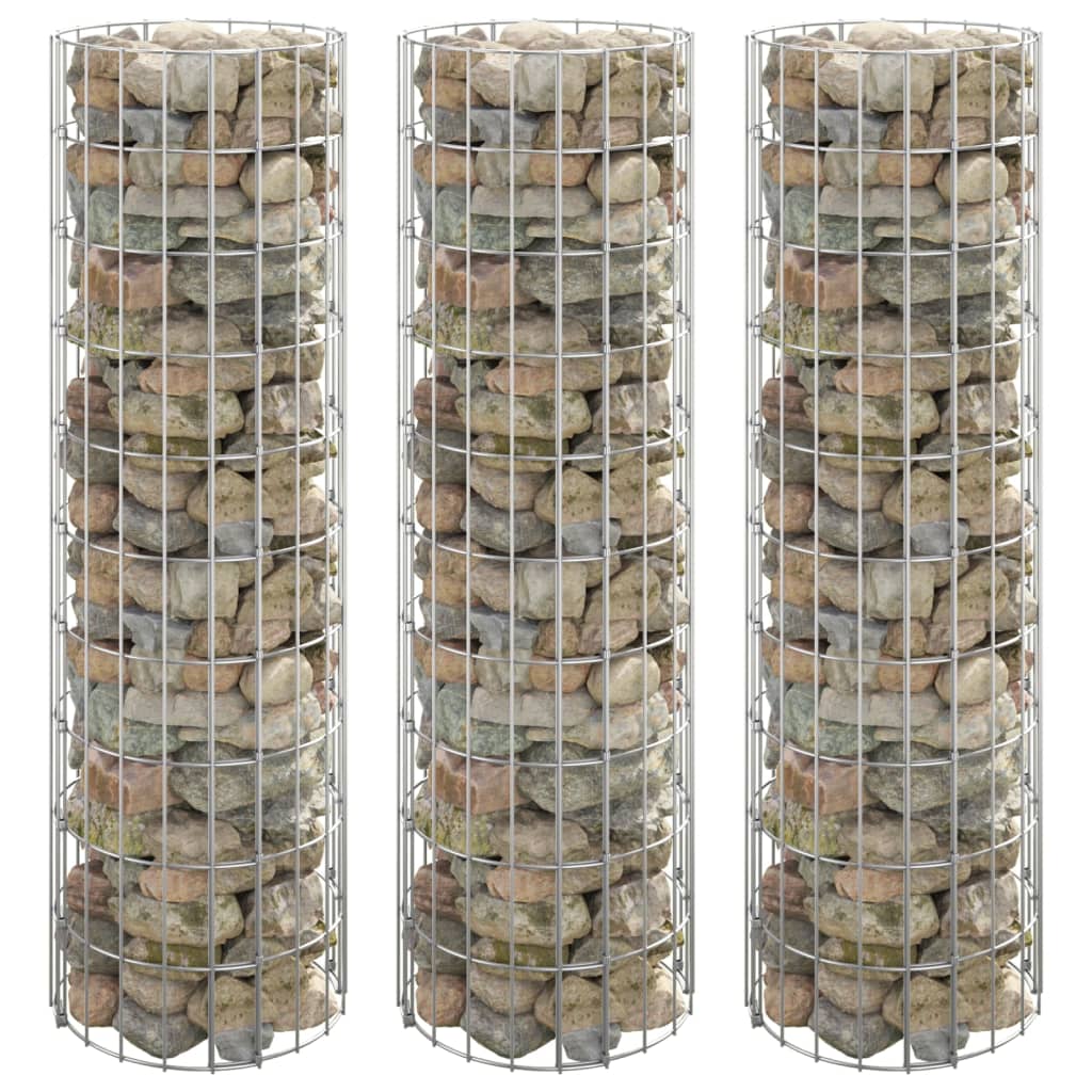 Gabion plantenbakken 3 st rond verhoogd ø˜30x100 cm staal - Griffin Retail