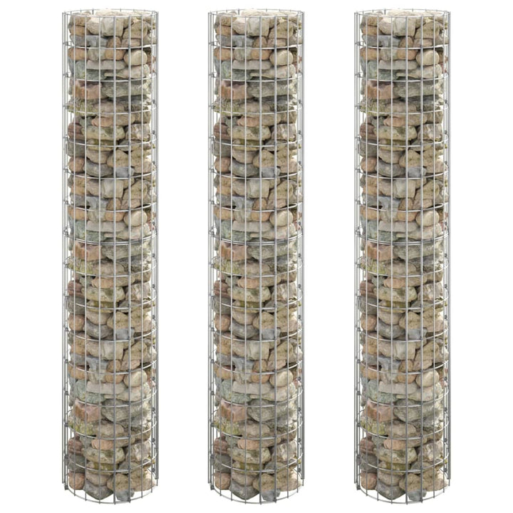 Gabion plantenbakken 3 st rond verhoogd ø˜30x150 cm staal - Griffin Retail