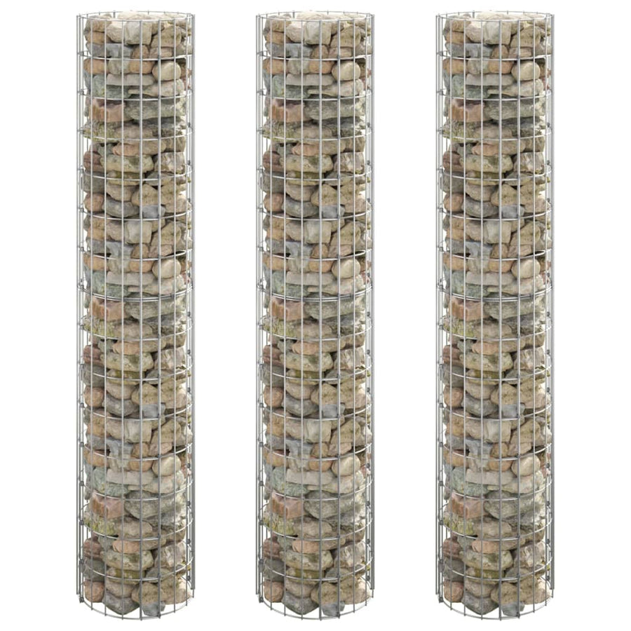 Gabion plantenbakken 3 st rond verhoogd ø˜30x150 cm staal - Griffin Retail