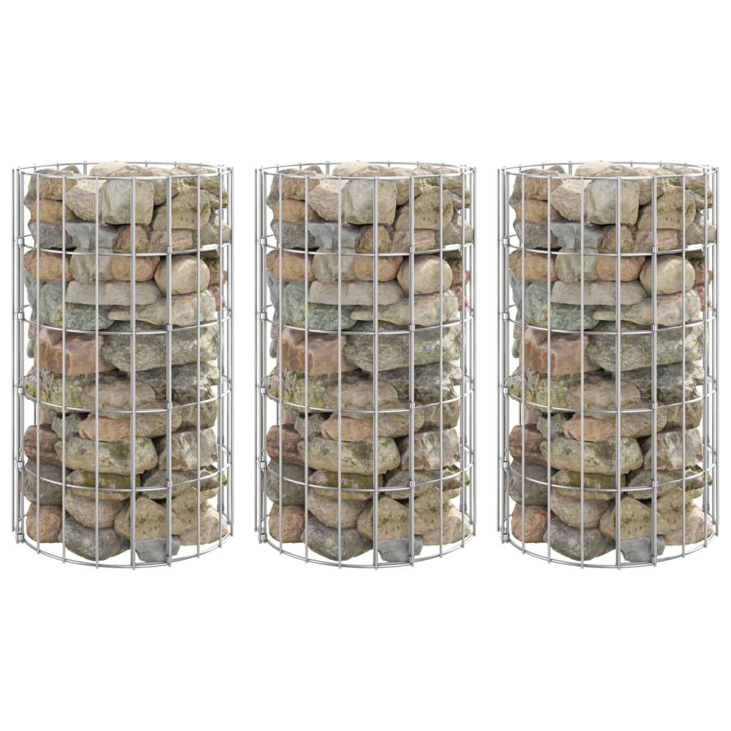 Gabion plantenbakken 3 st rond verhoogd ø˜30x50 cm staal - Griffin Retail