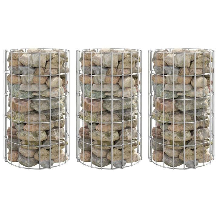 Gabion plantenbakken 3 st rond verhoogd ø˜30x50 cm staal - Griffin Retail