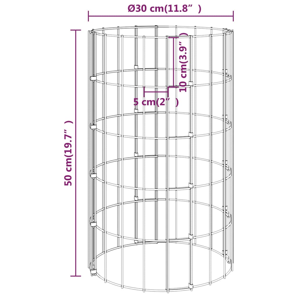 Gabion plantenbakken 3 st rond verhoogd ø˜30x50 cm staal - Griffin Retail