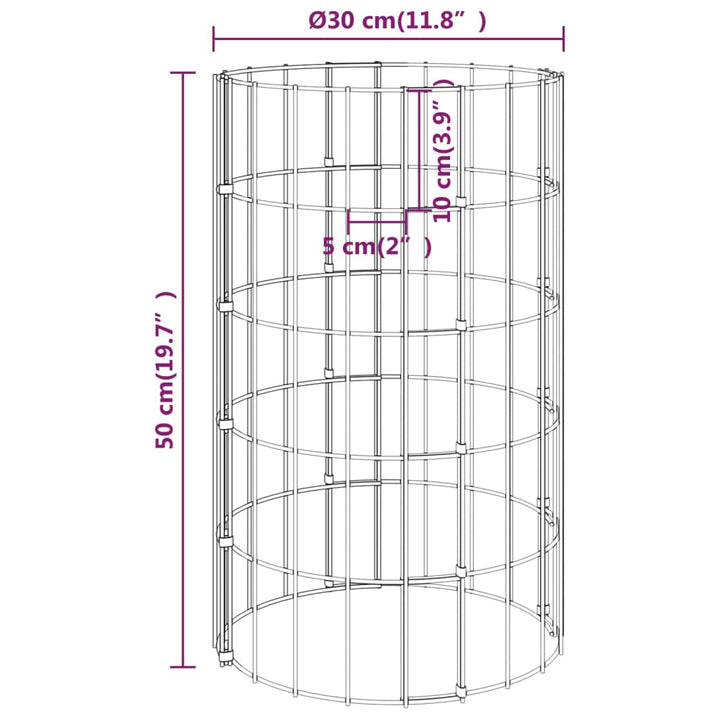 Gabion plantenbakken 3 st rond verhoogd ø˜30x50 cm staal - Griffin Retail