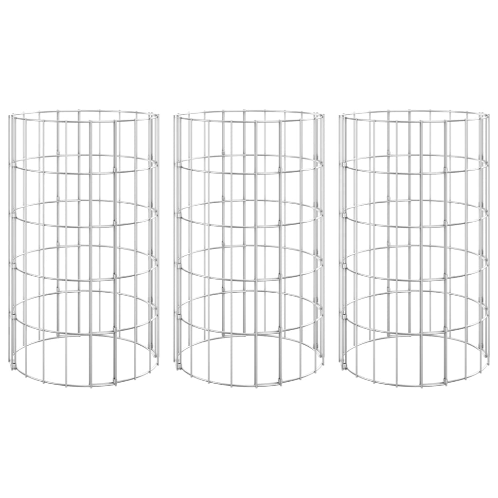 Gabion plantenbakken 3 st rond verhoogd ø˜30x50 cm staal - Griffin Retail