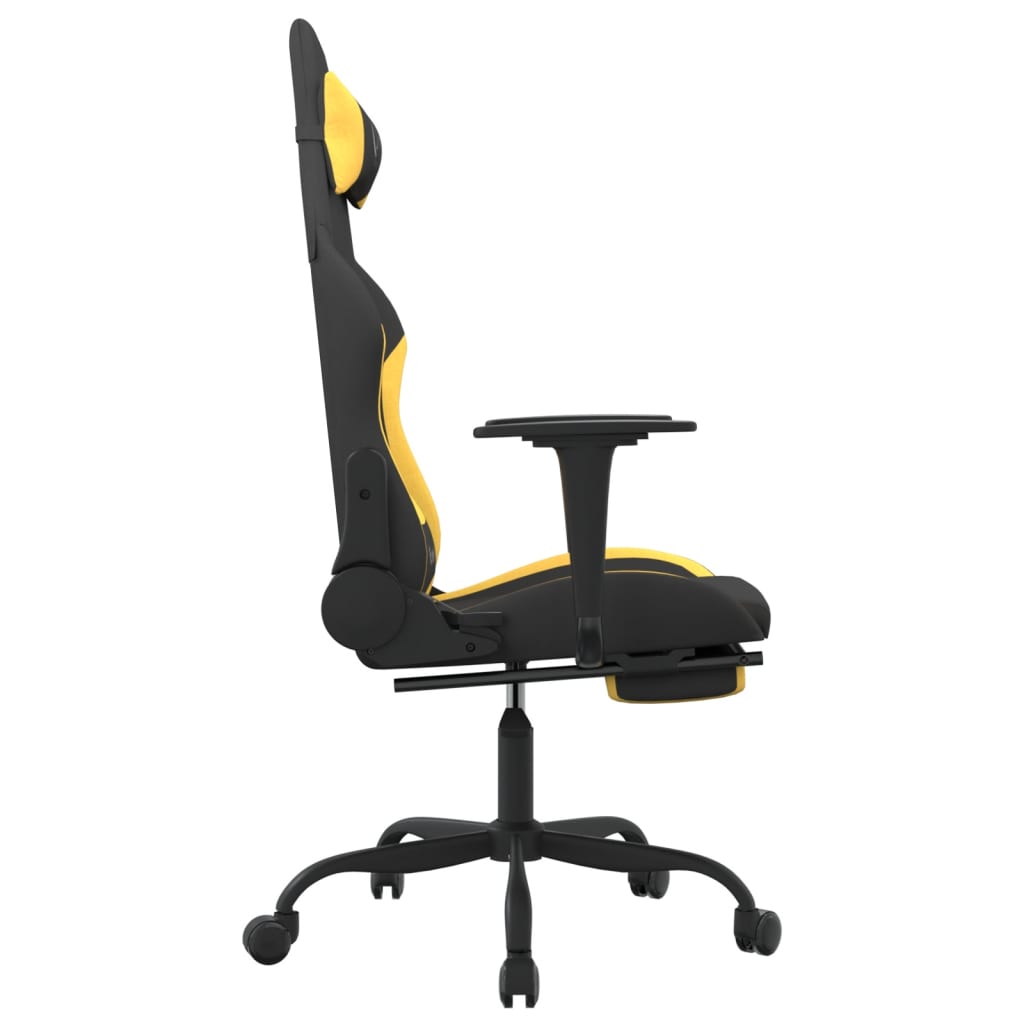 Gamestoel draaibaar met voetensteun stof zwart en geel - Griffin Retail