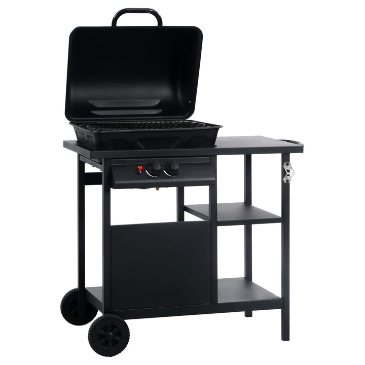 Gasbarbecue met 3-laags zijtafel zwart - Griffin Retail