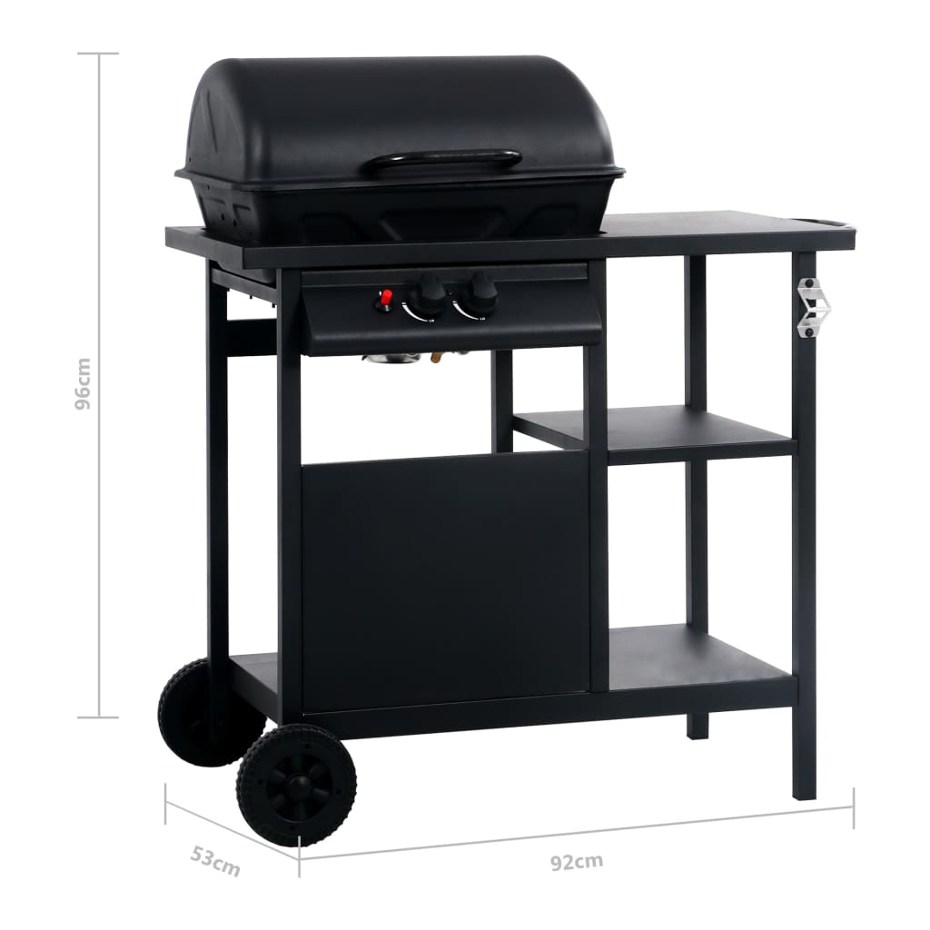 Gasbarbecue met 3-laags zijtafel zwart - Griffin Retail