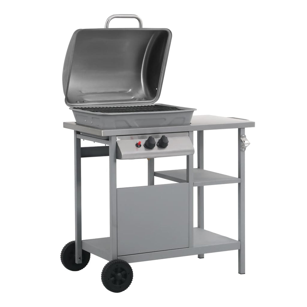 Gasbarbecue met 3-laags zijtafel zwart en zilverkleurig - Griffin Retail