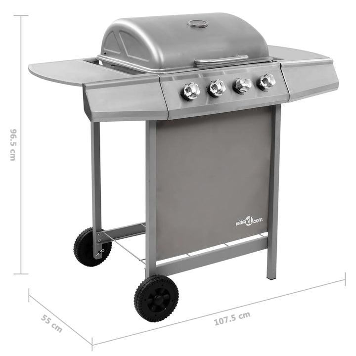 Gasbarbecue met 4 branders zilverkleurig - Griffin Retail