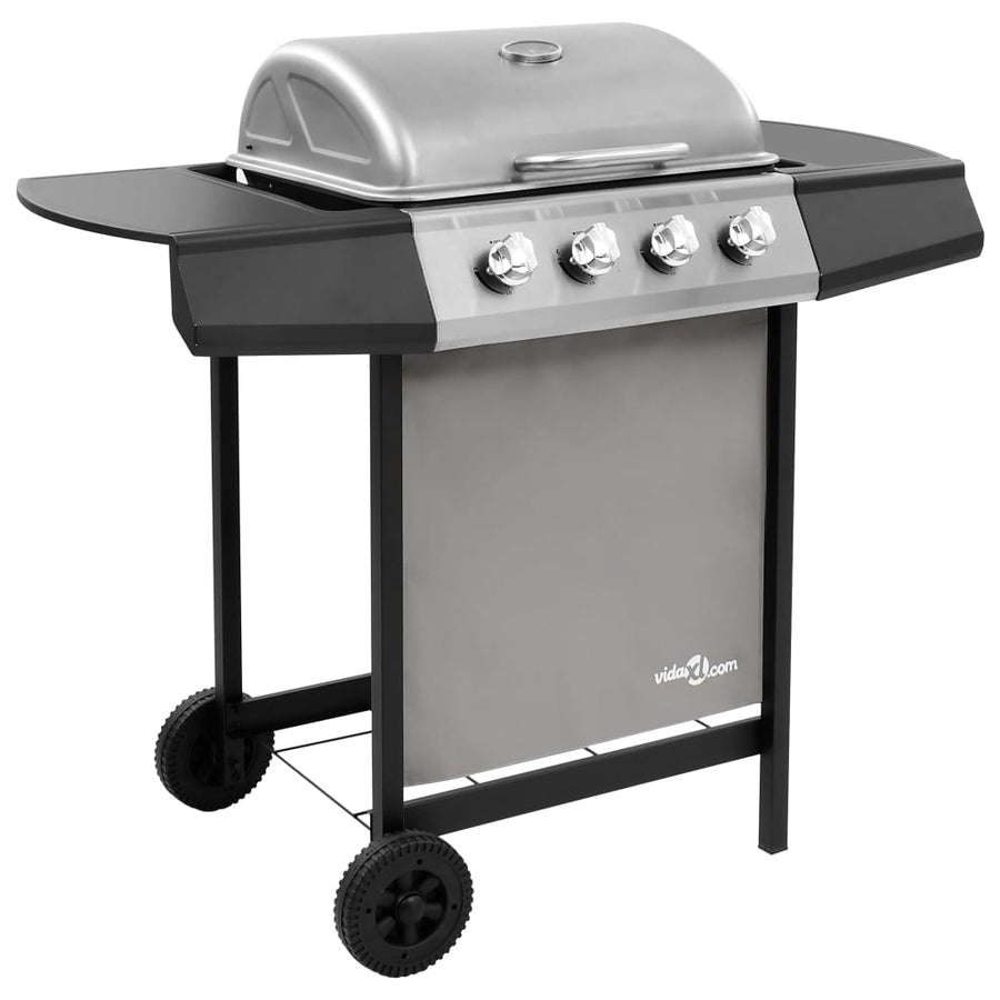 Gasbarbecue met 4 branders zwart en zilverkleurig - Griffin Retail