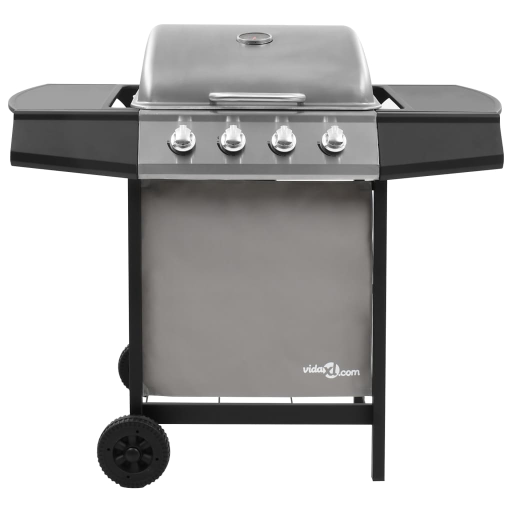 Gasbarbecue met 4 branders zwart en zilverkleurig - Griffin Retail