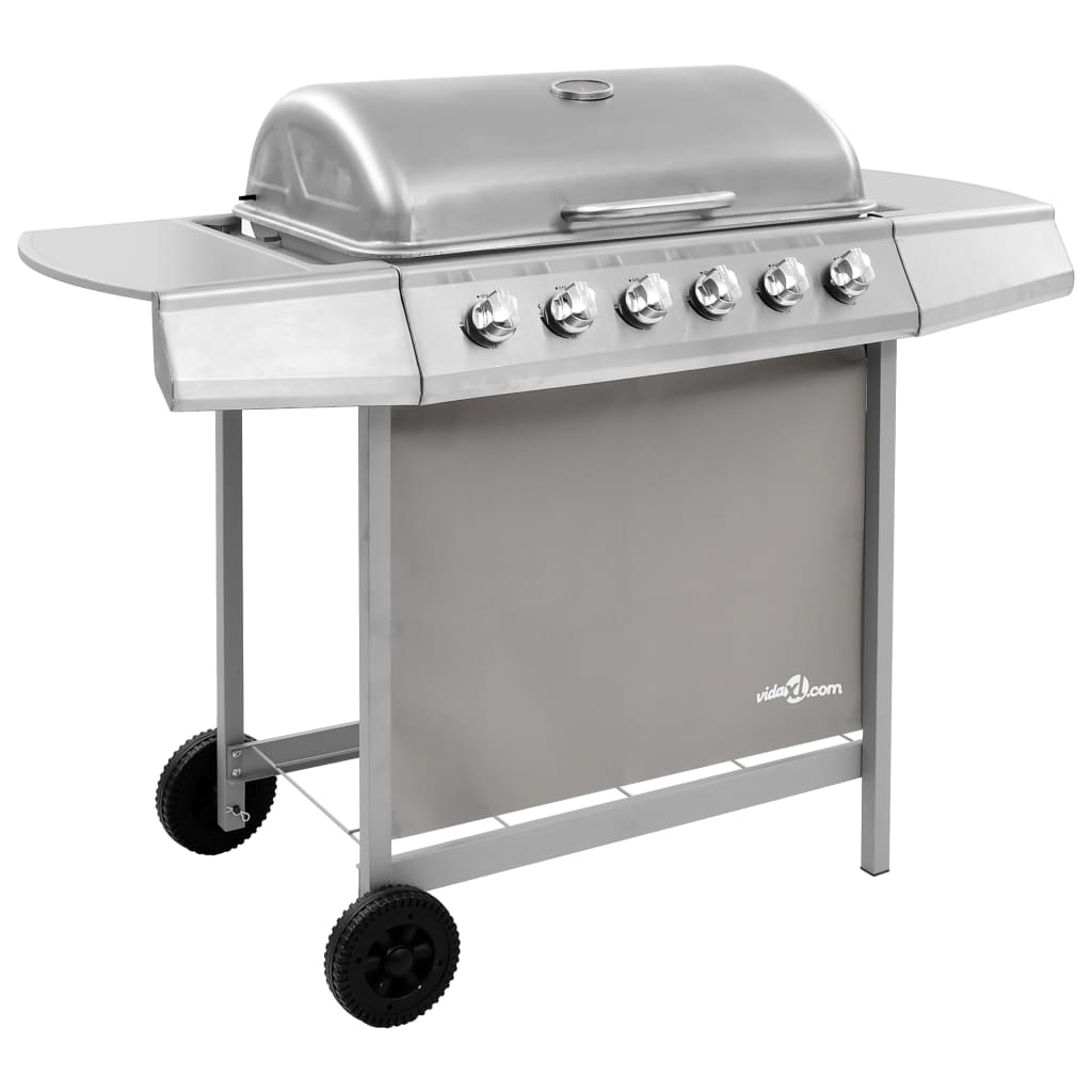 Gasbarbecue met 6 branders zilverkleurig - Griffin Retail