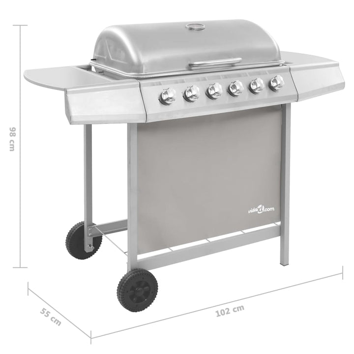 Gasbarbecue met 6 branders zilverkleurig - Griffin Retail