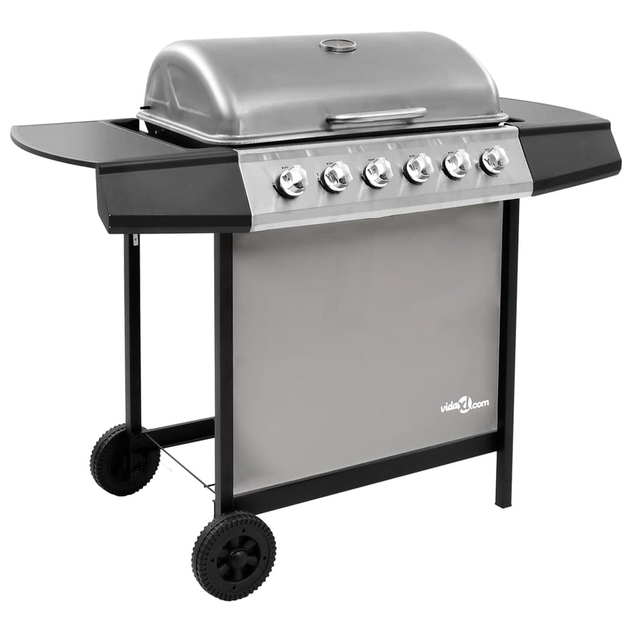 Gasbarbecue met 6 branders zwart en zilverkleurig - Griffin Retail