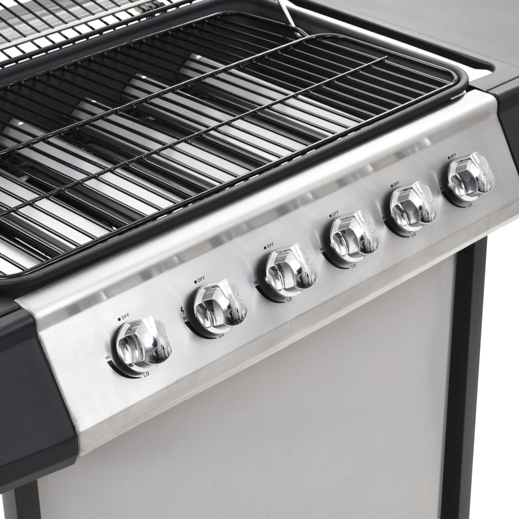 Gasbarbecue met 6 kookzones roestvrij staal zilverkleurig - Griffin Retail