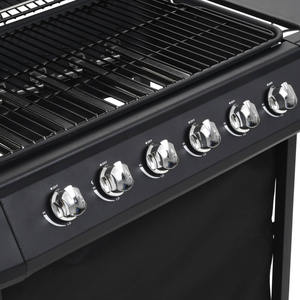 Gasbarbecue met 6 kookzones staal zwart - Griffin Retail