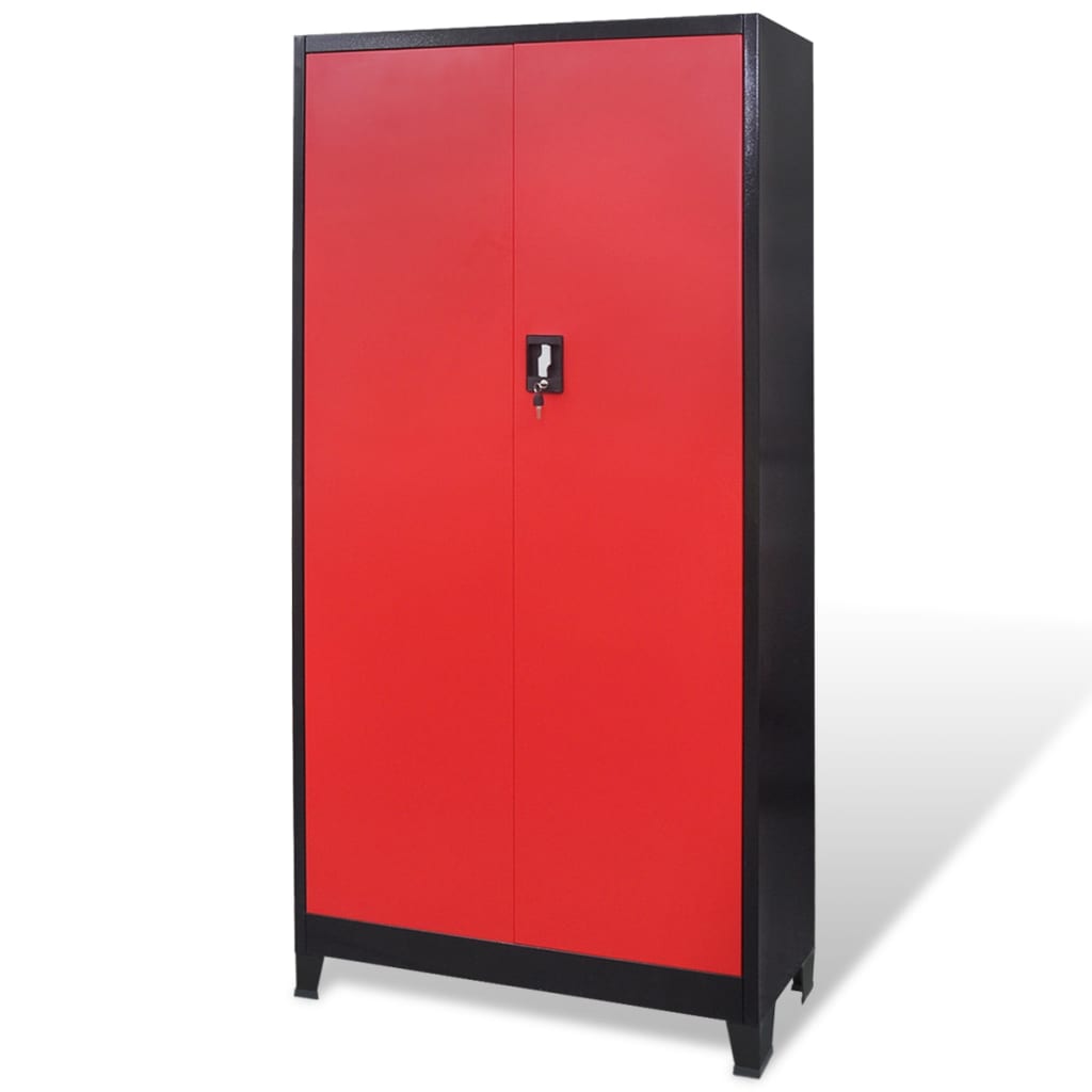 Gereedschapskast met kist 90x40x180 cm staal rood en zwart - Griffin Retail