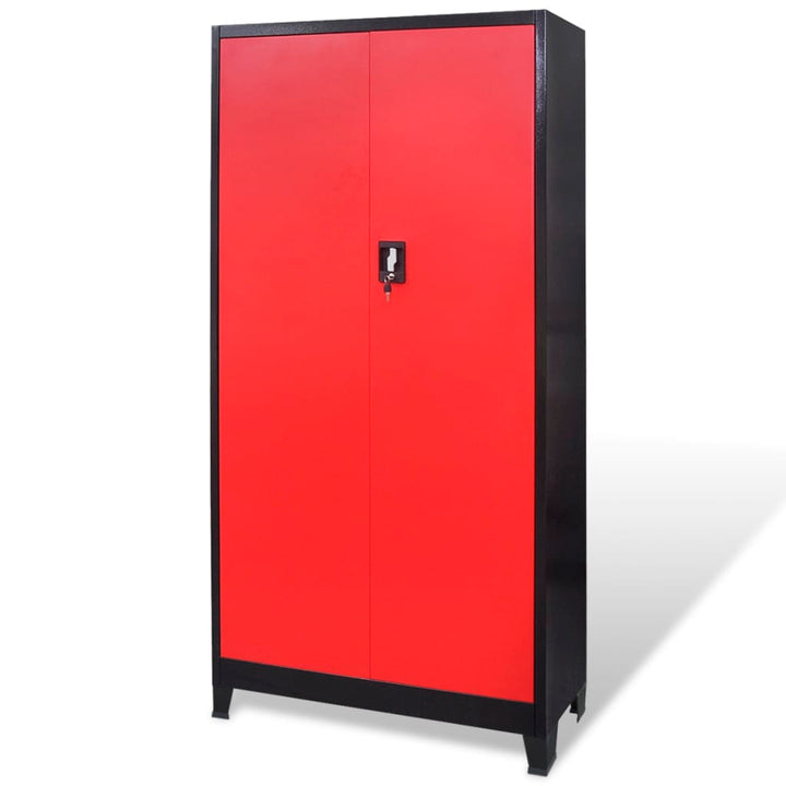 Gereedschapskast met kist 90x40x180 cm staal rood en zwart - Griffin Retail