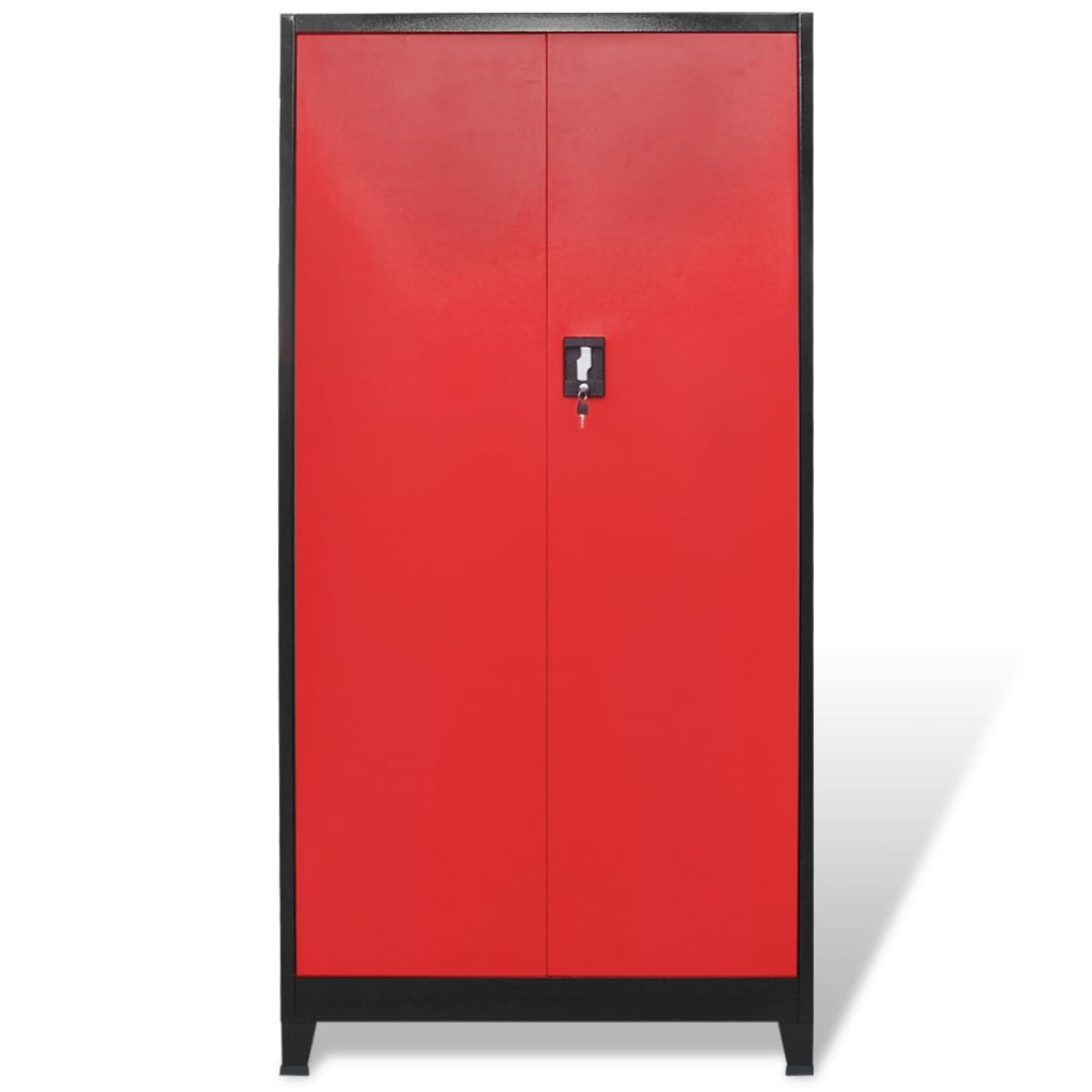 Gereedschapskast met kist 90x40x180 cm staal rood en zwart - Griffin Retail