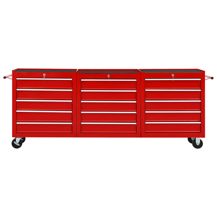 Gereedschapswagen met 15 lades staal rood - Griffin Retail