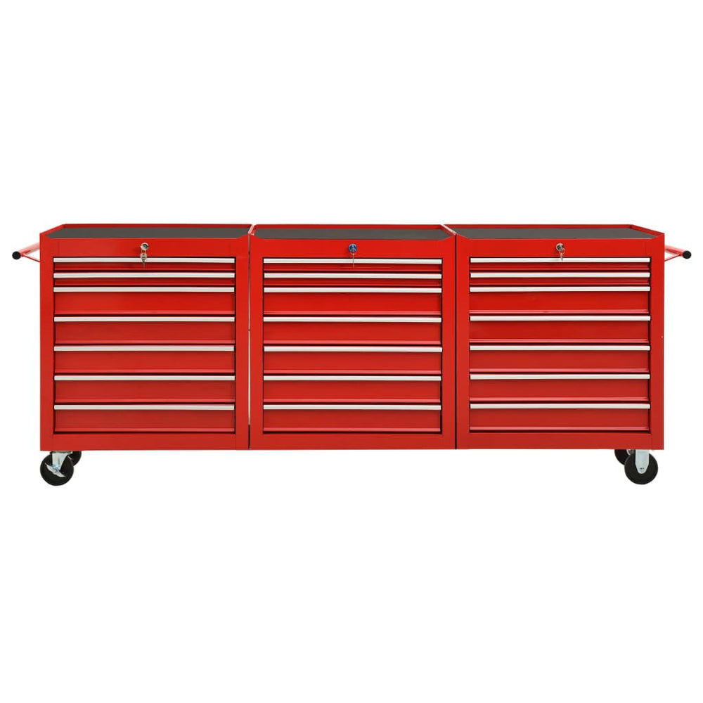Gereedschapswagen met 21 lades staal rood - Griffin Retail