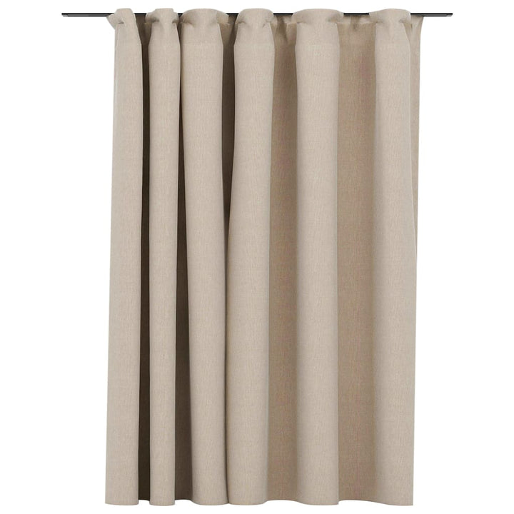 Gordijn linnen-look verduisterend met haken 290x245 cm beige - Griffin Retail