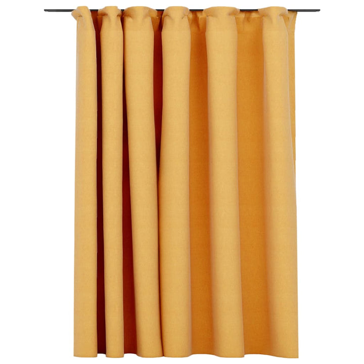Gordijn linnen-look verduisterend met haken 290x245 cm geel - Griffin Retail