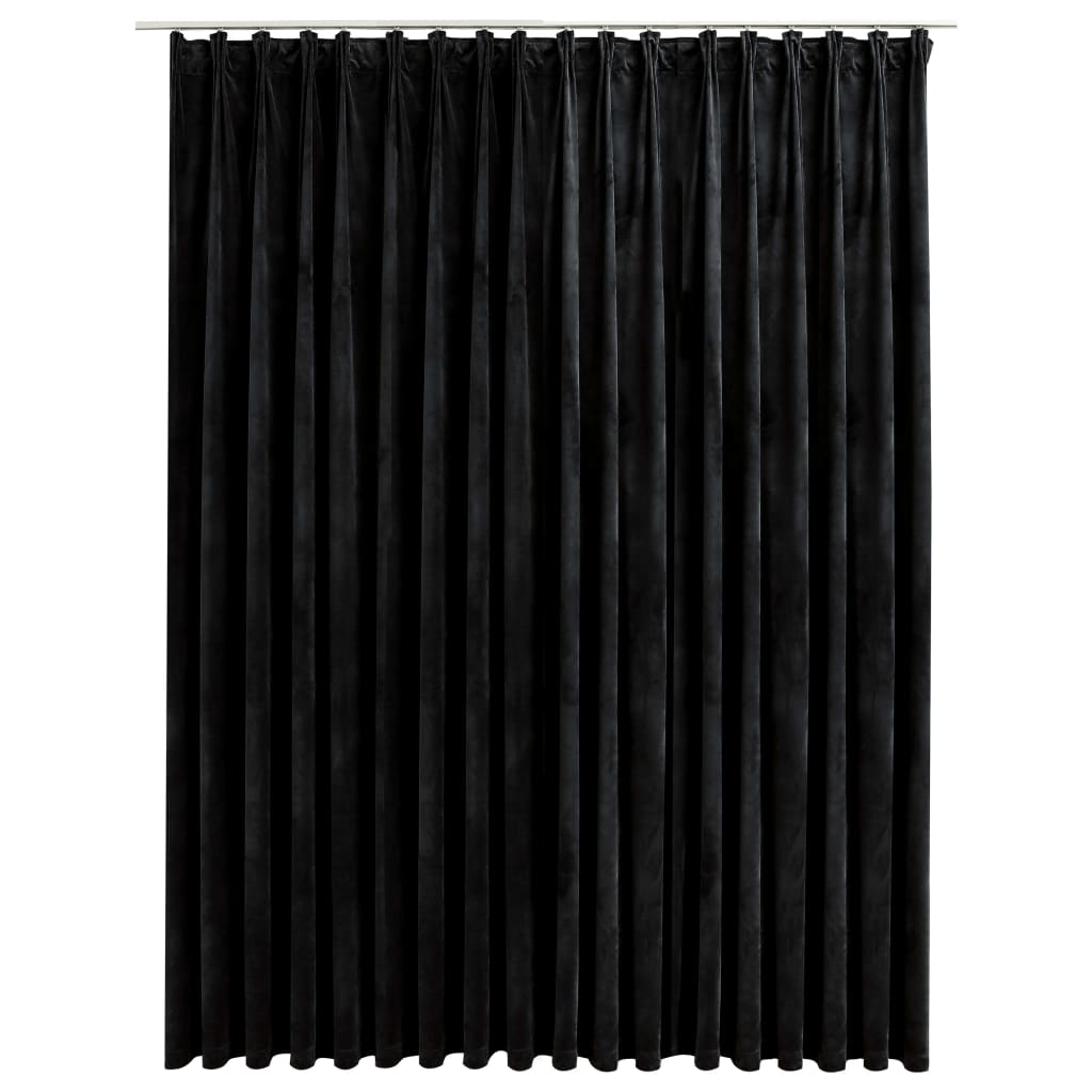 Gordijn verduisterend met haken 290x245 cm fluweel zwart - Griffin Retail