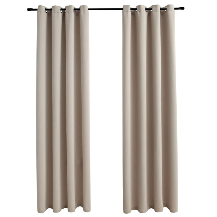 Gordijn verduisterend met metalen ringen 2 st 140x175 cm beige - Griffin Retail