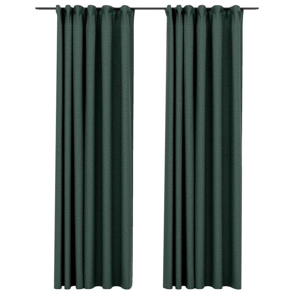 Gordijnen linnen-look verduisterend haken 2 st 140x225 cm groen - Griffin Retail
