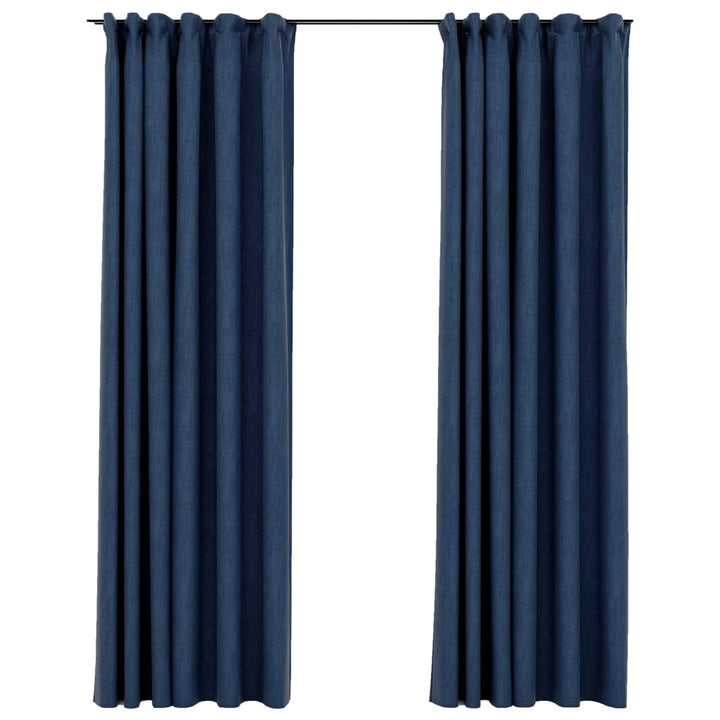 Gordijnen linnen-look verduisterend haken 2 st 140x245 cm blauw - Griffin Retail