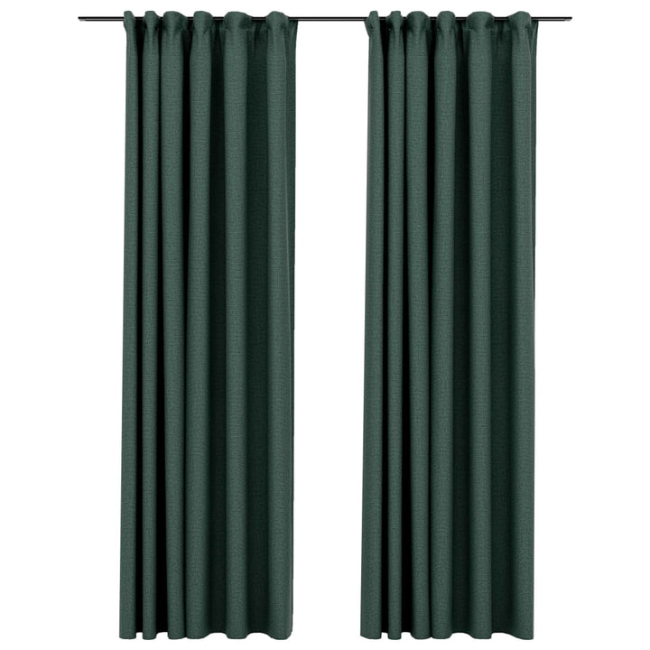 Gordijnen linnen-look verduisterend haken 2 st 140x245 cm groen - Griffin Retail