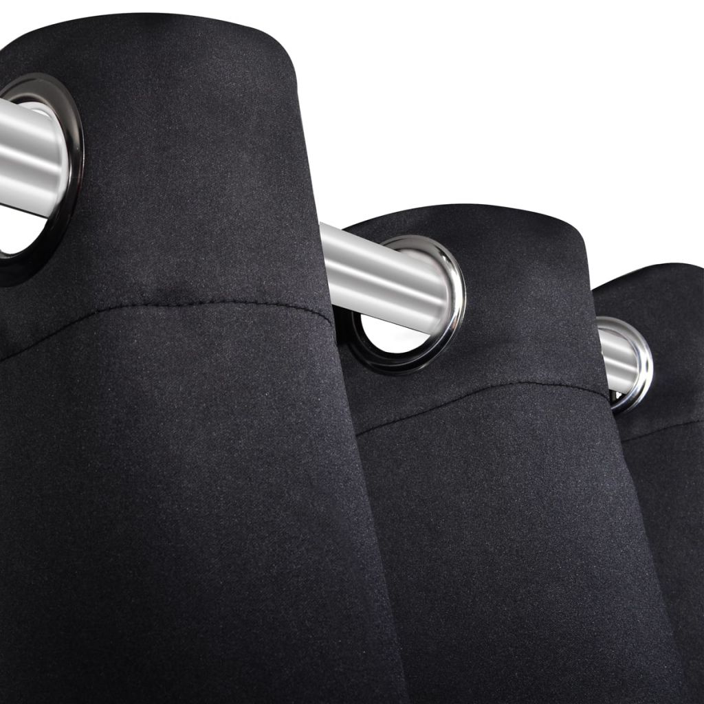 Gordijnen met metalen ringen verduisterend 135x175 cm zwart 2 st - Griffin Retail