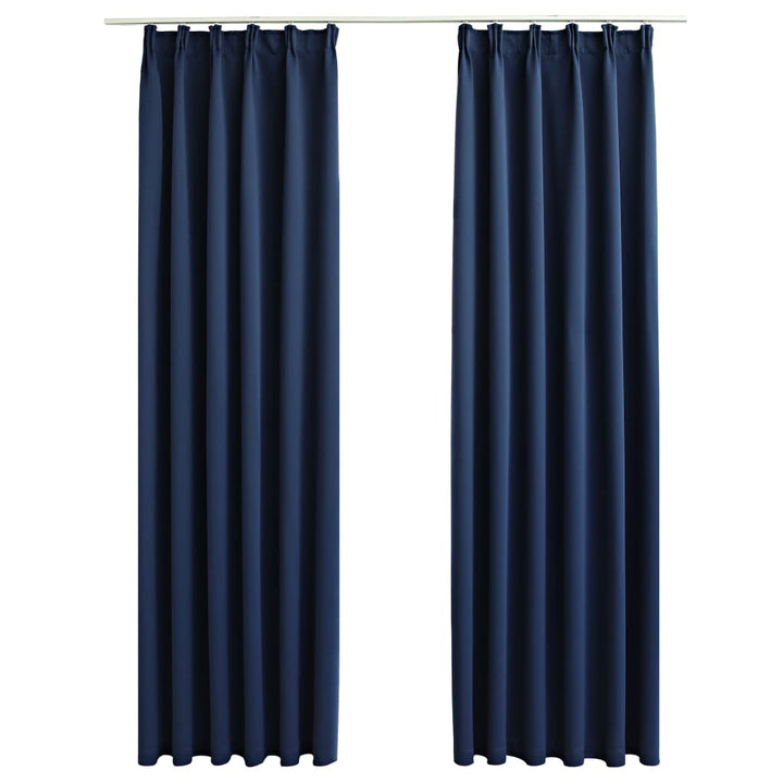 Gordijnen verduisterend met haken 2 st 140x175 cm blauw - Griffin Retail