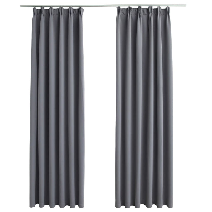 Gordijnen verduisterend met haken 2 st 140x175 cm grijs - Griffin Retail