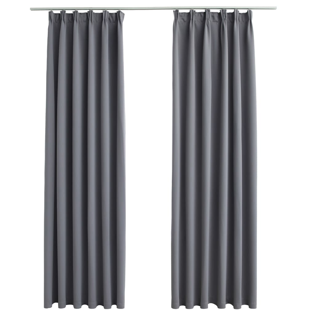 Gordijnen verduisterend met haken 2 st 140x245 cm grijs - Griffin Retail