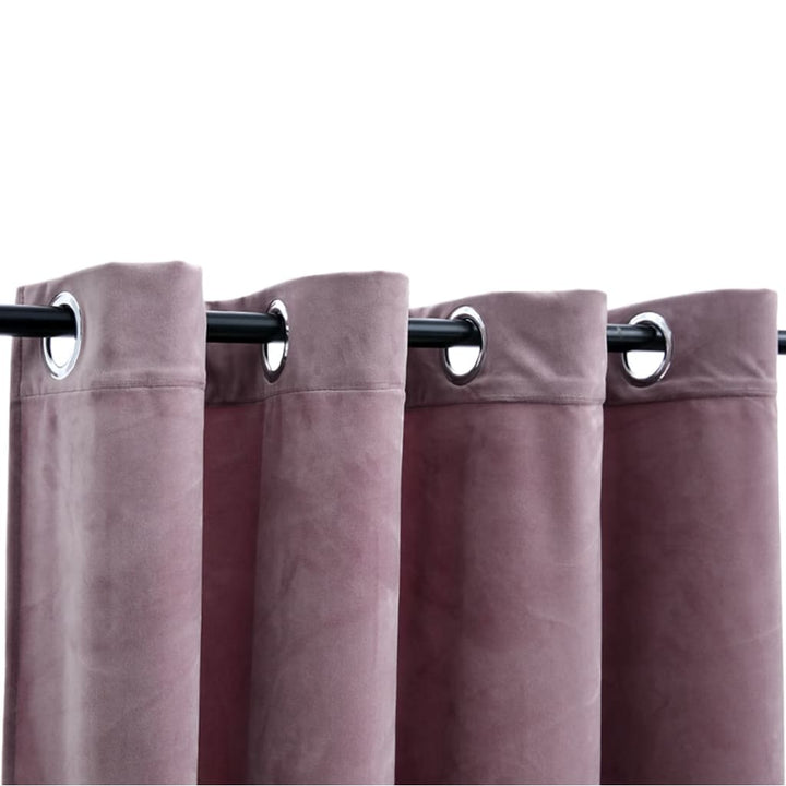 Gordijnen verduisterend met ringen 2 st 140x175 cm fluweel roze - Griffin Retail