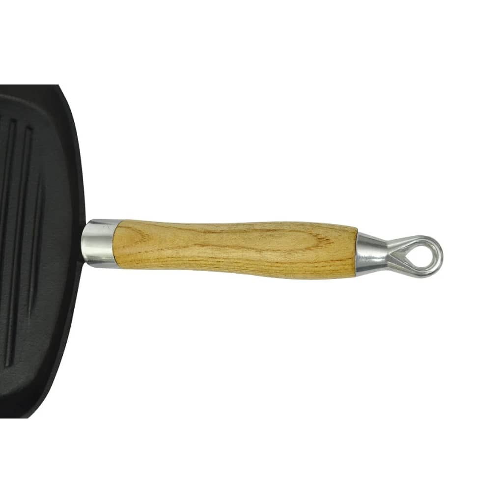 Grillpan met houten handvat gietijzer 20x20 cm - Griffin Retail