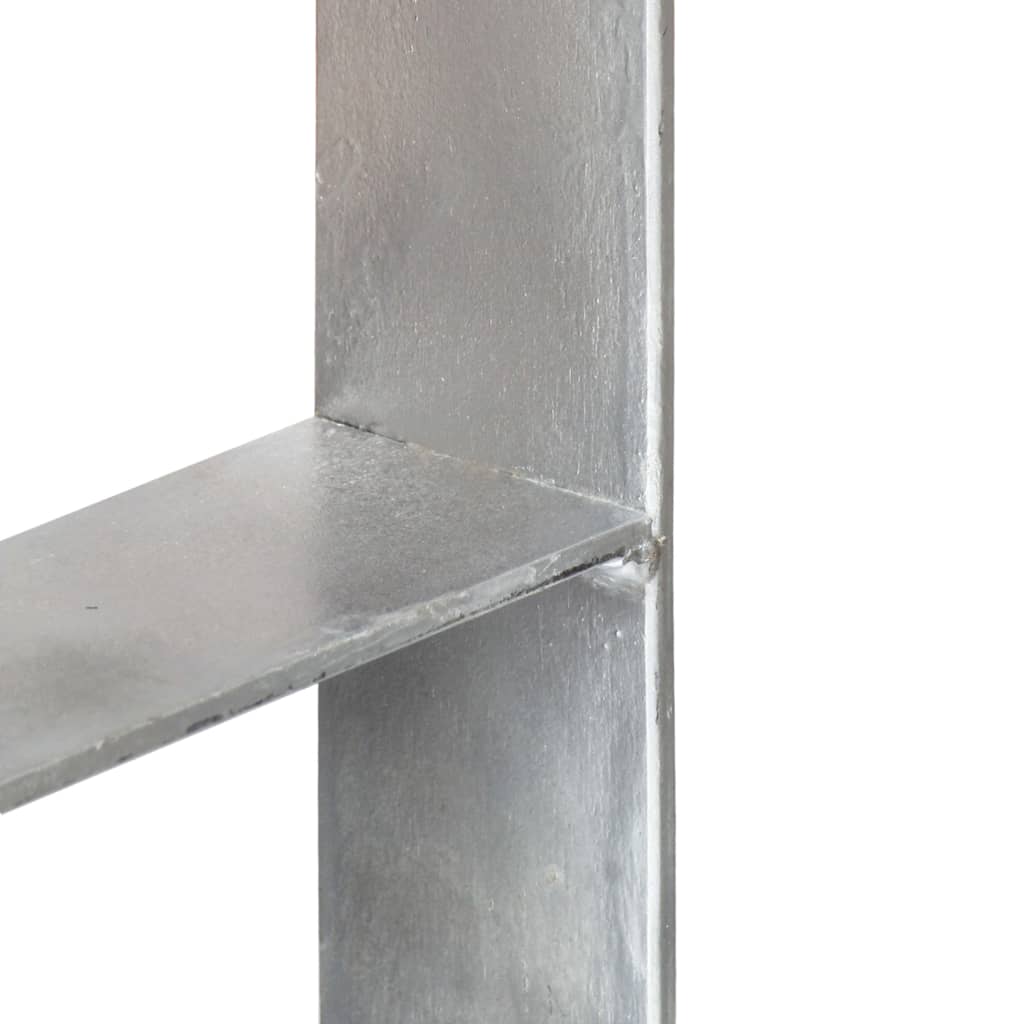 Grondankers 2 st 8x6x60 cm gegalvaniseerd staal zilverkleurig - Griffin Retail