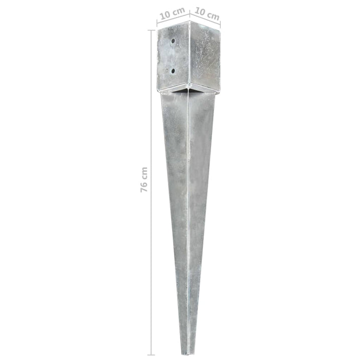 Grondpinnen 12 st 10x10x76 cm gegalvaniseerd staal zilverkleurig - Griffin Retail