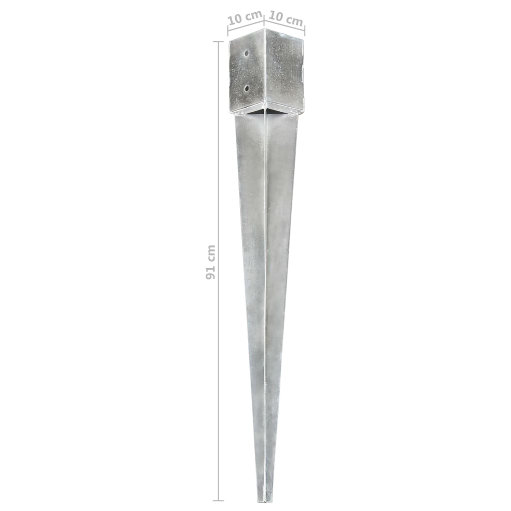 Grondpinnen 12 st 10x10x91 cm gegalvaniseerd staal zilverkleurig - Griffin Retail