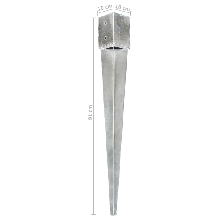 Grondpinnen 6 st 10x10x91 cm gegalvaniseerd staal zilverkleurig - Griffin Retail