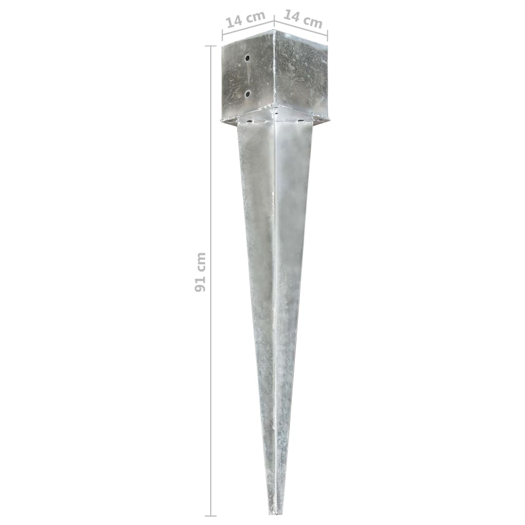 Grondpinnen 6 st 14x14x91 cm gegalvaniseerd staal zilverkleurig - Griffin Retail